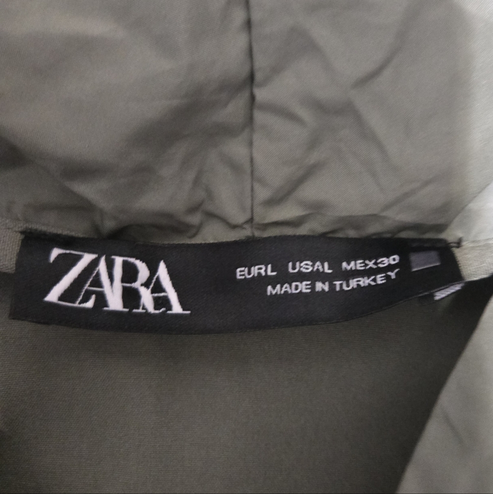 ZARA Olive Green Los Angeles Hoodie Half Zip Cropped Pullover Size Large - Picture 13 of 16
